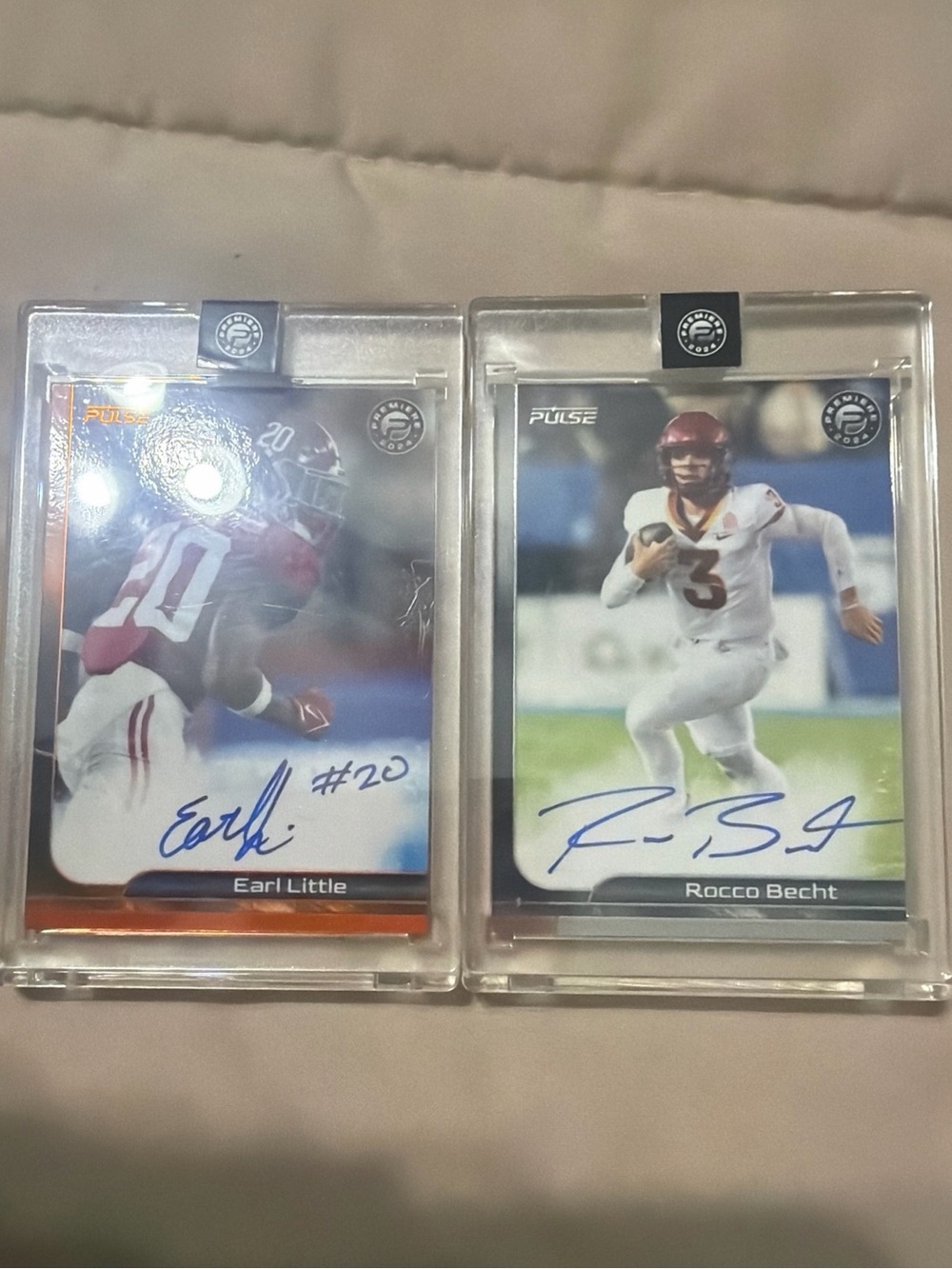 Pulse NCAA Autographed Football Cards W/ Guard - Rocco Becht & Earl Little
